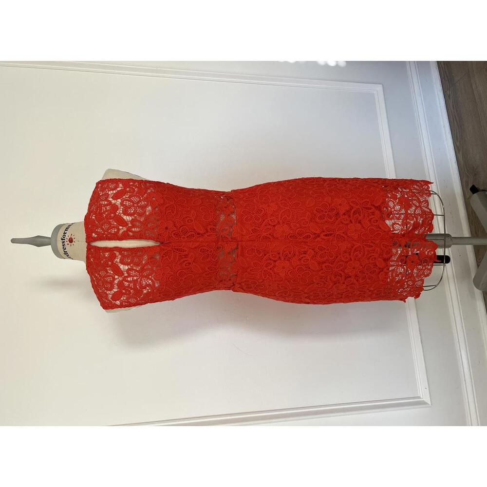 Anthropologie x Hutch - Sleeveless Orange Lace Knee-Length Dress, Size 8, NWT - Picture 8 of 11